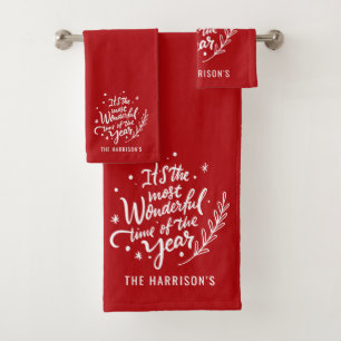Die wunderbarste Zeit Personalisiert Weihnachten Badhandtuch Set