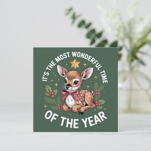 Die wunderbarste Zeit Vintage Hirsch Weihnachten (Stehend Vorderseite)