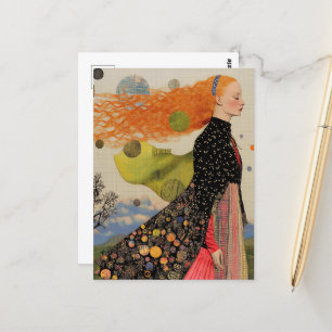 Die wunderschöne Dame mit Rothaarkissen Postkarte