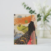 Die wunderschöne Dame mit Rothaarkissen Postkarte (Stehend Vorderseite)