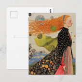 Die wunderschöne Dame mit Rothaarkissen Postkarte (Vorne/Hinten)