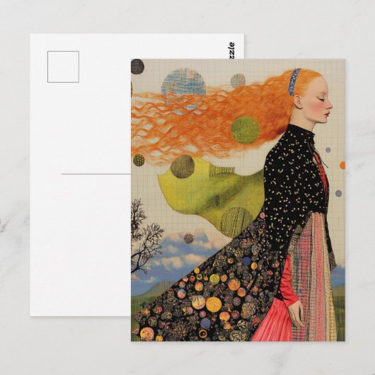 Die wunderschöne Dame mit Rothaarkissen Postkarte (Vorne/Hinten)