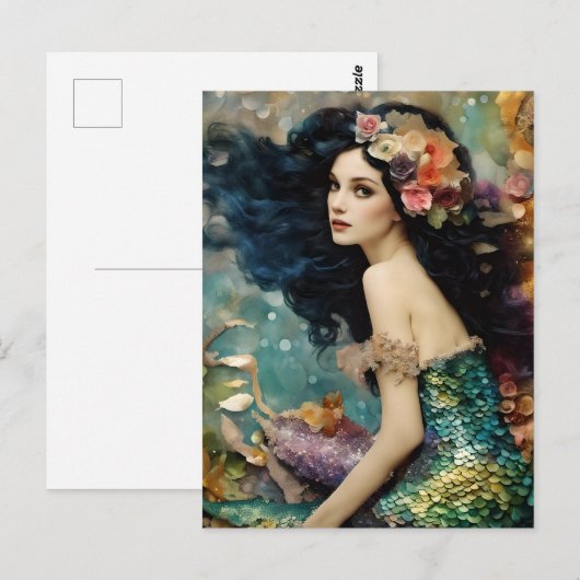 Die wunderschöne Meerjungfrau-Collage Postkarte (Vorne/Hinten)