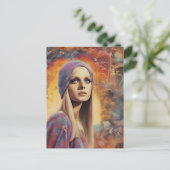 Die wunderschöne Retro Lady Painting Postcard Postkarte (Stehend Vorderseite)