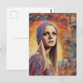 Die wunderschöne Retro Lady Painting Postcard Postkarte (Vorne/Hinten)