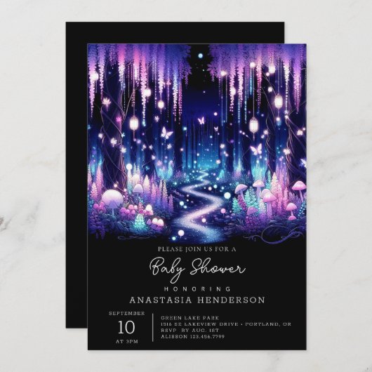 Die wunderschöne Walddusche. Einladung (Vorne/Hinten)