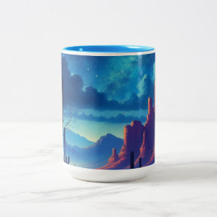Die Wüste im Südwesten der Nacht Zweifarbige Tasse