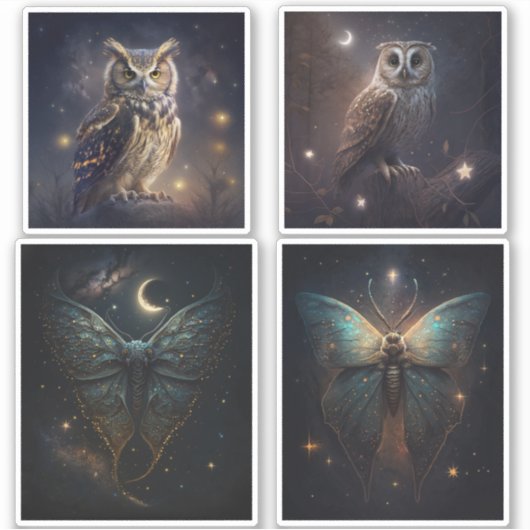 Die Wüsteneule. Mystischer Nachtschmetterling Aufkleber (Vorderseite)