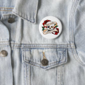 "Die wütend über es" Retro Schädel-Tätowierung Button (Beispiel)