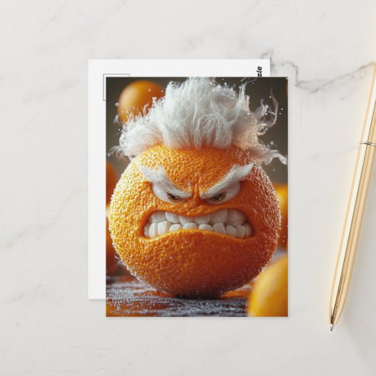 Die wütende Orange Frucht Postkarte (Vorderseite/Rückseite Beispiel)