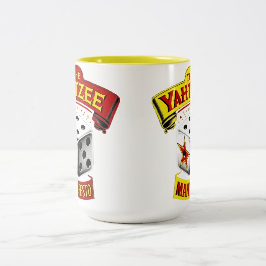Die Yahtzee-Manifesto-Tasse Zweifarbige Tasse (Mittel)
