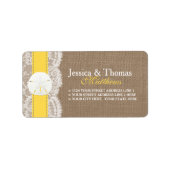 Die Yellow Sand Dollar Beach Hochzeitskollektion Adressaufkleber (Vorne)