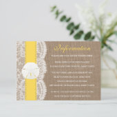 Die Yellow Sand Dollar Beach Hochzeitskollektion Begleitkarte (Stehend Vorderseite)