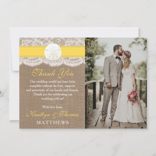 Die Yellow Sand Dollar Beach Hochzeitskollektion Dankeskarte (Vorderseite)