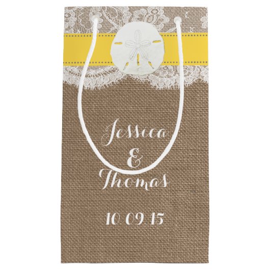 Die Yellow Sand Dollar Beach Hochzeitskollektion Kleine Geschenktüte (Vorderseite)