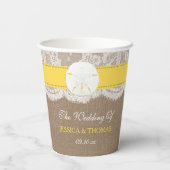 Die Yellow Sand Dollar Beach Hochzeitskollektion Pappbecher (Rückseite)