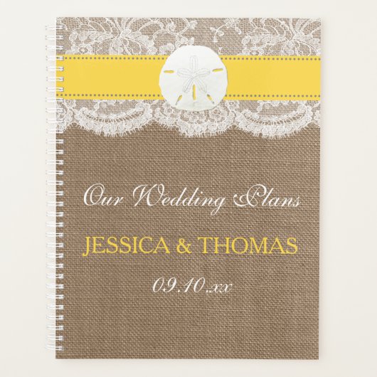 Die Yellow Sand Dollar Beach Hochzeitskollektion Planer (Vorderseite)