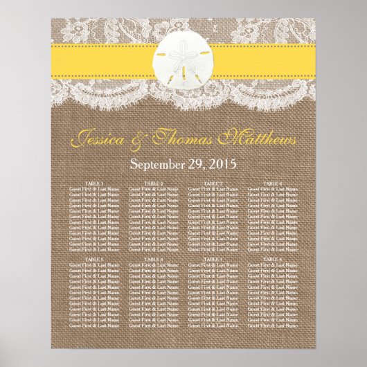 Die Yellow Sand Dollar Beach Hochzeitskollektion Poster (Vorne)