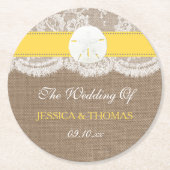 Die Yellow Sand Dollar Beach Hochzeitskollektion Runder Pappuntersetzer (Vorderseite)