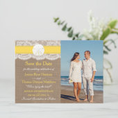 Die Yellow Sand Dollar Beach Hochzeitskollektion Save The Date (Stehend Vorderseite)