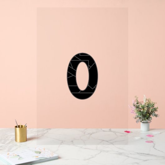 Die Zahl Null (0) in schwarz Acrylschild (Hochzeit)