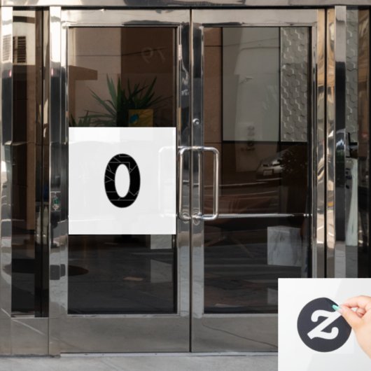 Die Zahl Null (0) in schwarz Fensteraufkleber (Büro Tür)