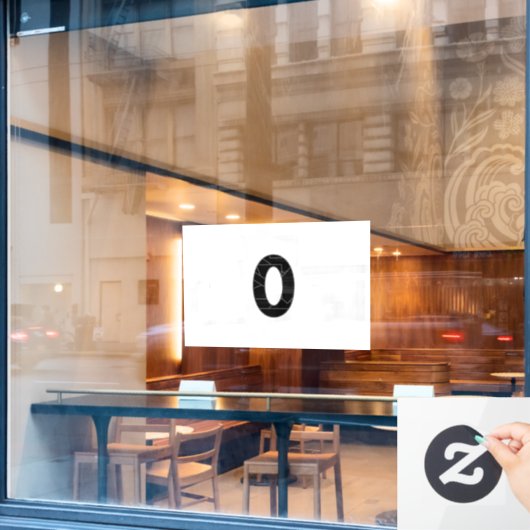 Die Zahl Null (0) in schwarz Fensteraufkleber (Café-Fenster)