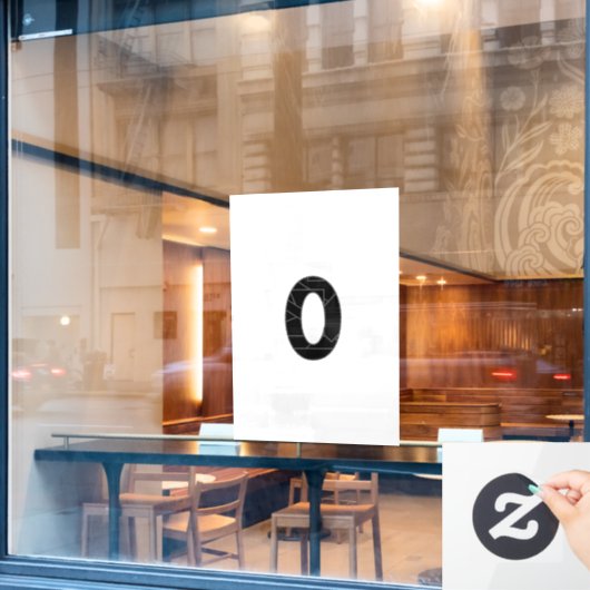 Die Zahl Null (0) in schwarz Fensteraufkleber (Café-Fenster)