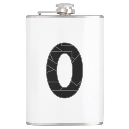 Die Zahl Null (0) in schwarz Flachmann (Vorderseite)