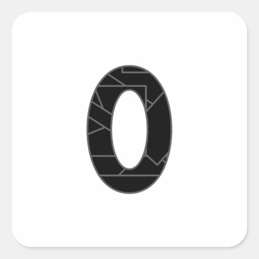 Die Zahl Null (0) in schwarz Quadratischer Aufkleber (Vorderseite)
