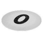 Die Zahl Null (0) in schwarz Schneidebrett (Ecke)