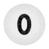 Die Zahl Null (0) in schwarz Schneidebrett (Vorderseite)