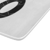 Die Zahl Null (0) in schwarz Schneidebrett (Ecke)