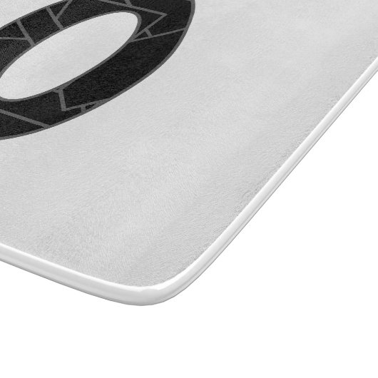 Die Zahl Null (0) in schwarz Schneidebrett (Ecke)