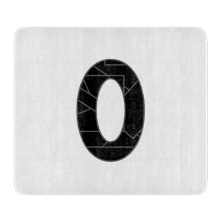 Die Zahl Null (0) in schwarz Schneidebrett