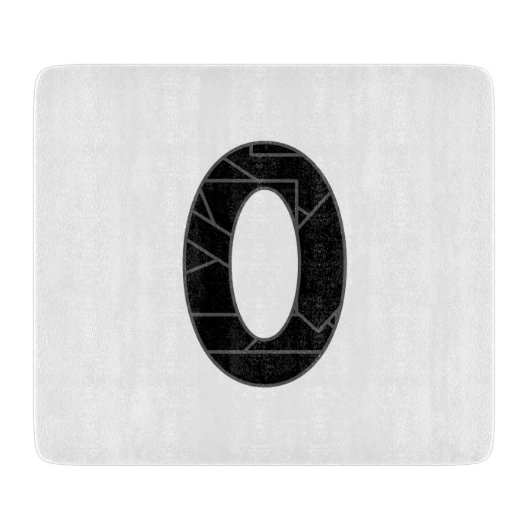 Die Zahl Null (0) in schwarz Schneidebrett (Vorderseite)