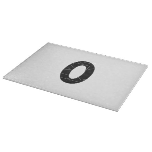 Die Zahl Null (0) in schwarz Schneidebrett (Ecke)