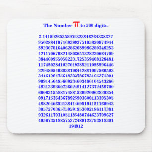 Die Zahl PUs zu 500 digits.3.14159… Mousepad