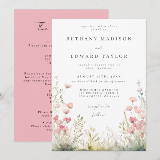 Die zarte Blüte in einer Hochzeitsfeier Einladung (Vorne/Hinten)