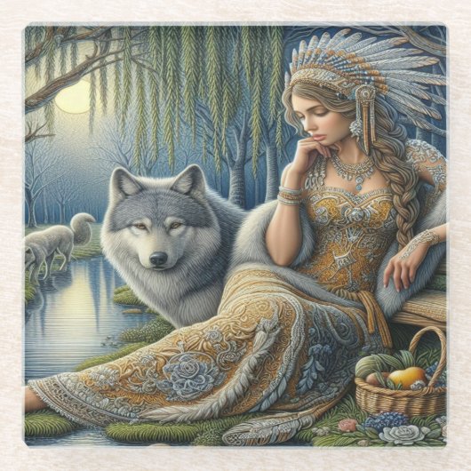 Die Zauberei Monlit im Mystischen Wald Glasuntersetzer (Vorderseite)