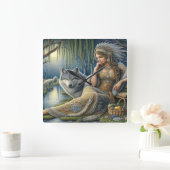 Die Zauberei Monlit im Mystischen Wald Quadratische Wanduhr (Zuhause)