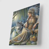 Die Zauberei Monlit im Mystischen Wald Quadratische Wanduhr (Winkel)