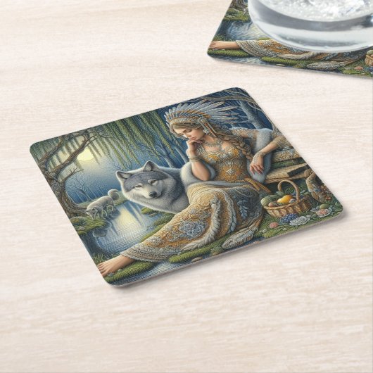 Die Zauberei Monlit im Mystischen Wald Rechteckiger Pappuntersetzer (angewinkelt)