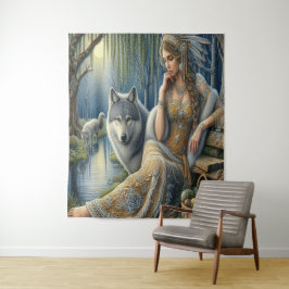 Die Zauberei Monlit im Mystischen Wald Wandteppich