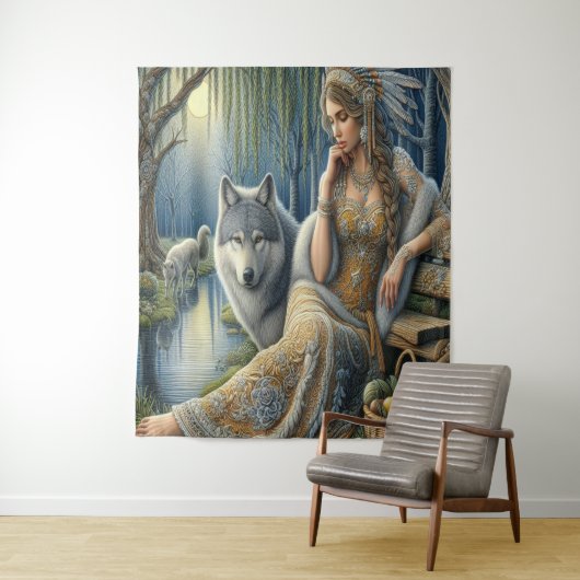Die Zauberei Monlit im Mystischen Wald Wandteppich (Beispiel)