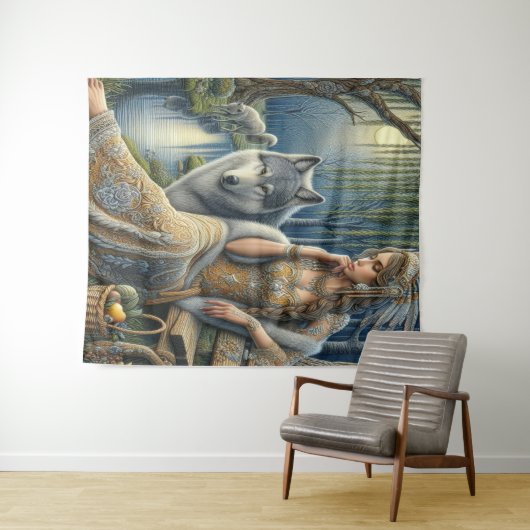 Die Zauberei Monlit im Mystischen Wald Wandteppich (Beispiel (Horizontal))