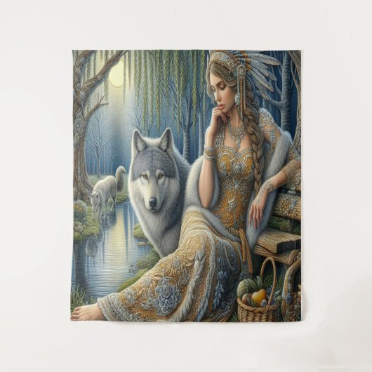 Die Zauberei Monlit im Mystischen Wald Wandteppich (Vorderseite)