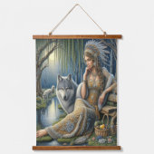 Die Zauberei Monlit im Mystischen Wald Wandteppich Mit Holzrahmen (Vorderseite)