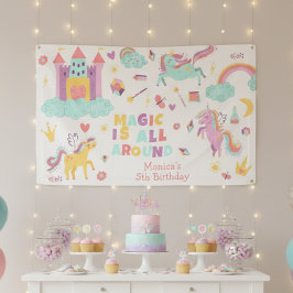 Die Zauberei Pastel Unicorn ist rund um den Geburt Banner