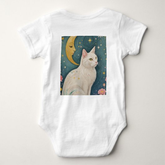 Die zauberhafte weiße Katze mit grünen Augen Baby Strampler (Rückseite)